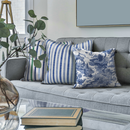 Luxury Toile Cotton Pillow - Summer House Navy