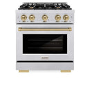 ZLINE 30" Select Dual Fuel Range Gas Cooktop Electric Convection Oven DuraSnow® Stainless Steel Champagne Bronze HDRSZ-30-CB