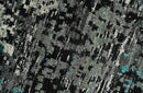5x8 Hand Knotted Charcoal, Ivory and Blue Modern Abstract  Recycled Silk Area Rug
