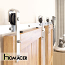 Non-Bypass Sliding Barn Door Hardware Kit - Classic Design Roller - Silver Finish