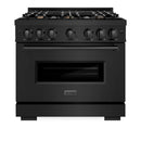 ZLINE 36" Classic Gas Range, Convection Gas Oven Black Stainless Steel Brass Burners, CGRB-BR-36