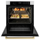 ZLINE 30" Autograph Edition Professional True Convection Single Wall Oven, Air Fry, Self Clean, White Matte, Gold WASZ-WM-30-G