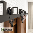 Double Track U-Shape Bypass Sliding Barn Door Hardware Kit - Diamond Design Roller
