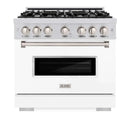 ZLINE 36"Classic Gas Range, Convection Gas Oven, Stainless Steel, White Matte Door CGR-WM-36