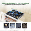 36 Inch Freestanding Custom Gas Range with 6 Sealed Burners Cooktop, Rapid Convection Oven, Natural Gas/LP Convertible