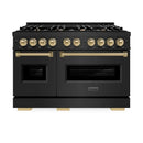 ZLINE 48" Classic Gas Range, Convection Gas Oven Black Stainless Steel, Champagne Bronze CGRBZ-48-CB