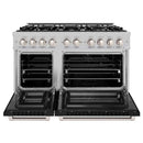 ZLINE 48" Select Gas Range Convection Gas Oven DuraSnow® Stainless Steel Black Matte Door HGRS-BLM-48