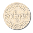 Unfinished Wood Backyard Bar and Grill Door Sign Kit | Wood Craft Cutouts | 1/4" Thick |
