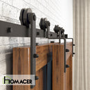 Single Track Bypass Sliding Barn Door Hardware Kit - Straight Design Roller