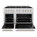 ZLINE 48" Dual Fuel Range, Gas Cooktop, Electric Convection Oven DuraSnow® Stainless Steel, White Matte Door CDRS-WM-48