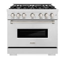 ZLINE 36" Dual Fuel Range, Gas Cooktop, Electric Convection Oven DuraSnow® Stainless Steel, CDRS-36