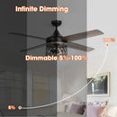 52" Mirelle Indoor Black Downrod Mounting Ceiling Fan with Light Kit and Remote