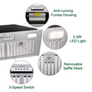 36“ Range Hood Insert, 600 CFM Built-in Stainless Steel Kitchen Hood with LED Lights - NX-HOOD-36