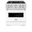 ZLINE 30" Dual Fuel Range, Gas Cooktop, Electric Convection Oven DuraSnow® Stainless Steel, White Matte Door CDRS-WM-30