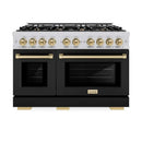 ZLINE 48" Select Gas Range Convection Gas Oven Stainless Steel Black Matte Doors Champagne Bronze HGRZ-BLM-48-CB