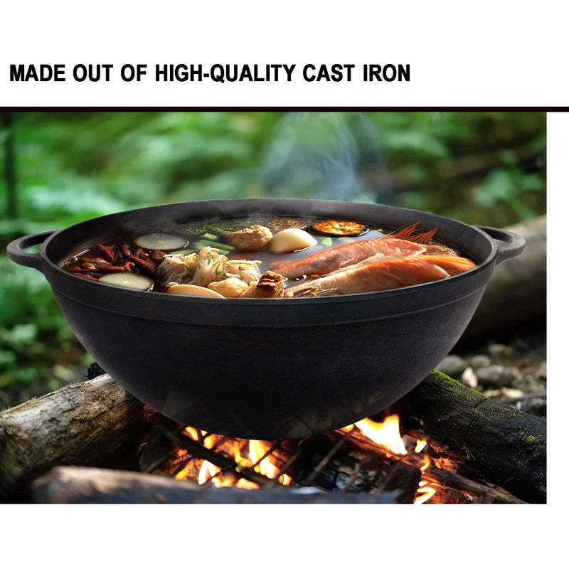 8,45 quart Cast Iron Braiser with a Cast Iron Lid, Camping equipment Outdoor Cooking