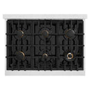 ZLINE 36" Dual Fuel Range, Gas Cooktop, Electric Convection Oven DuraSnow® Stainless Steel, Champagne Bronze CDRSZ-36-CB