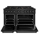 ZLINE 48" Classic Gas Range, Convection Gas Oven Black Stainless Steel Brass Burners, CGRB-BR-48
