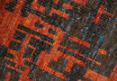 Hand Knotted 4x6 Rust and Charcoal Modern Abstract  Recycled Silk Area Rug