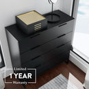 Black Modern Four Drawer Dresser Storage Chest For Bedroom