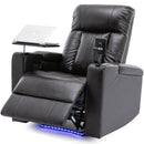 Premium Power Recliner with Storage Arms, Cupholders, Swivel Tray Table and Cell Phone Stand, Brown PU Leather, 35'' x 29.9'' x 41.2''