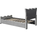 Twin Size Upholstered Platform Bed Velvet Upholstered Bed, Gray
