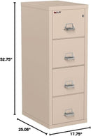 Vertical 4 Drawer Fire Rated File Cabinet Parchment Key Lock