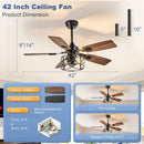 42 Inch Farmhouse Cage Ceiling Fan With Remote E26 Bulbs