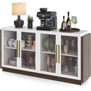 Brixston Modern Wood Glass Buffet Cabinet 64 Inch Wide