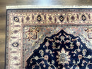 Karastan Rug Navy Serapi, Kara Shah Rug, Navy Blue, 5.6 x 8.6, Vintage Karastan Area Rug, Wool Pile Karastan Rug