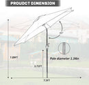 7.5 Foot Aluminum Patio Umbrella Tilt Crank Outdoor Shade