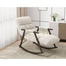 Casual folding rocking chair upholstered, lounge rocking chair adjustable high back and foot rest,side pockets placed in living room bedroom balcony