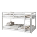 Solid Wooden , Solid Rubber Wooden Twin over Twin Floor Bunk Bed with Ladder ,Upper and Bottom Bed Platforms crafted with Strengthened Slats, White