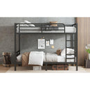 Metal Full XL over Full XL Bunk Bed for Teens and Adults,Space-Saving/Noise Reduced/No Box Spring Needed, Black