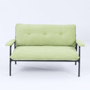The 53-inch green sofa offers a spacious layout in the small apartment, easily handling various scenarios from watching movies to working