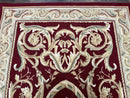 Burgundy Aubusson Rug 6x9, Vintage Wool Carpet
