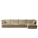 Slipcovered L Shape Sectional Long Sofa Couch, 4 Seater Sofa with Suppleness Armrests,Deep Seat Sofa with 2 Big Pillows, Comfy Couch for Living Room, Apartment, Camel Corduroy Fabric