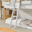 Twin over Twin House Bunk Bed with Roof, Window, Window Box, Door, with Safety Guardrails and Ladder, Natural/White