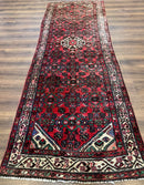Persian Runner Rug 3x10, Wool Hand Knotted Hallway Rug 3 x 10 ft, Red and Ivory, Hamadan Angelas Runner