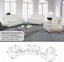 Faux Leather 3 Piece Modern Living Room Sofa Set White