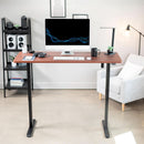 60 Inch Electric Height Adjustable Desk Dark Walnut Top Black Frame