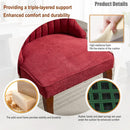 Velvet Dining Chairs Wine Red Channel Tufted Wood Legs