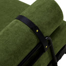 Modern Loveseat Sofa 2-Seater with USB Ports, Cylindrical Armrests, Green Chenille, 59 Inch