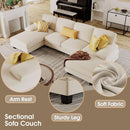 White Linen Sectional Sofa U Shaped 4 Seat Chaise Couch