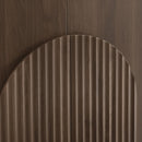 Walnut Sideboard Buffet Cabinet With Generous Storage And Wave Pattern Doors