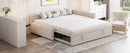Full Size Upholstered L-Shaped Upholstered Daybed with Twin
Size Pop Up Trundle, Beige