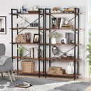 Industrial Rustic 5 Tier Etagere Bookshelf With Metal Frame