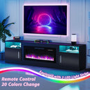 80 Inch TV Stand Electric Fireplace With LED Lighting Black