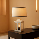 White Farmhouse Table Lamp Set With Dimmable Touch Control