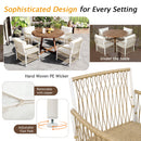 TOPMAX Modern 5-Piece Patio Extendable Wooden Dining Table Set, 12inch Butterfly Leaf Foldable Round Kitchen Table Set with 4 Rattan Arm Chairs for Backyard,Balcony, Garden, Poolside, Natural
